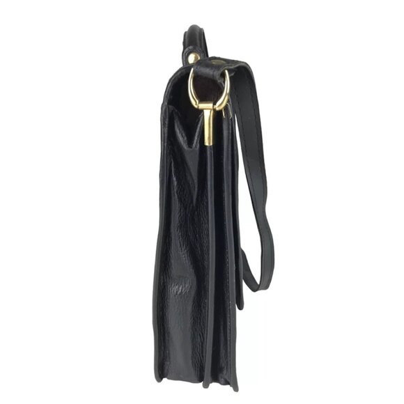 First Class Unisex Black Leather Adjustable Strap Top Handle Crossbody Bag‎ - Picture 4 of 9